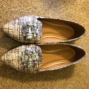 Tweed rhinestone pointy toe flats!